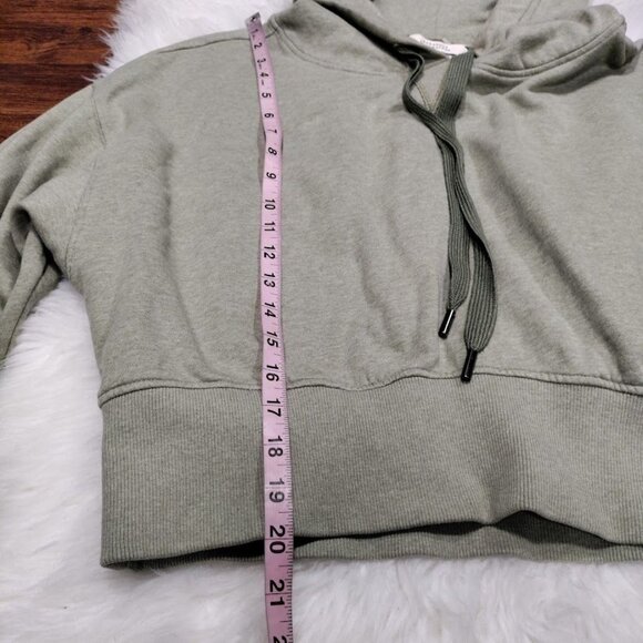 Dorothee Schumacher Cropped Sage Green Hoodie With Drawstring & Ribbed Cuffs S - Picture 11 of 12